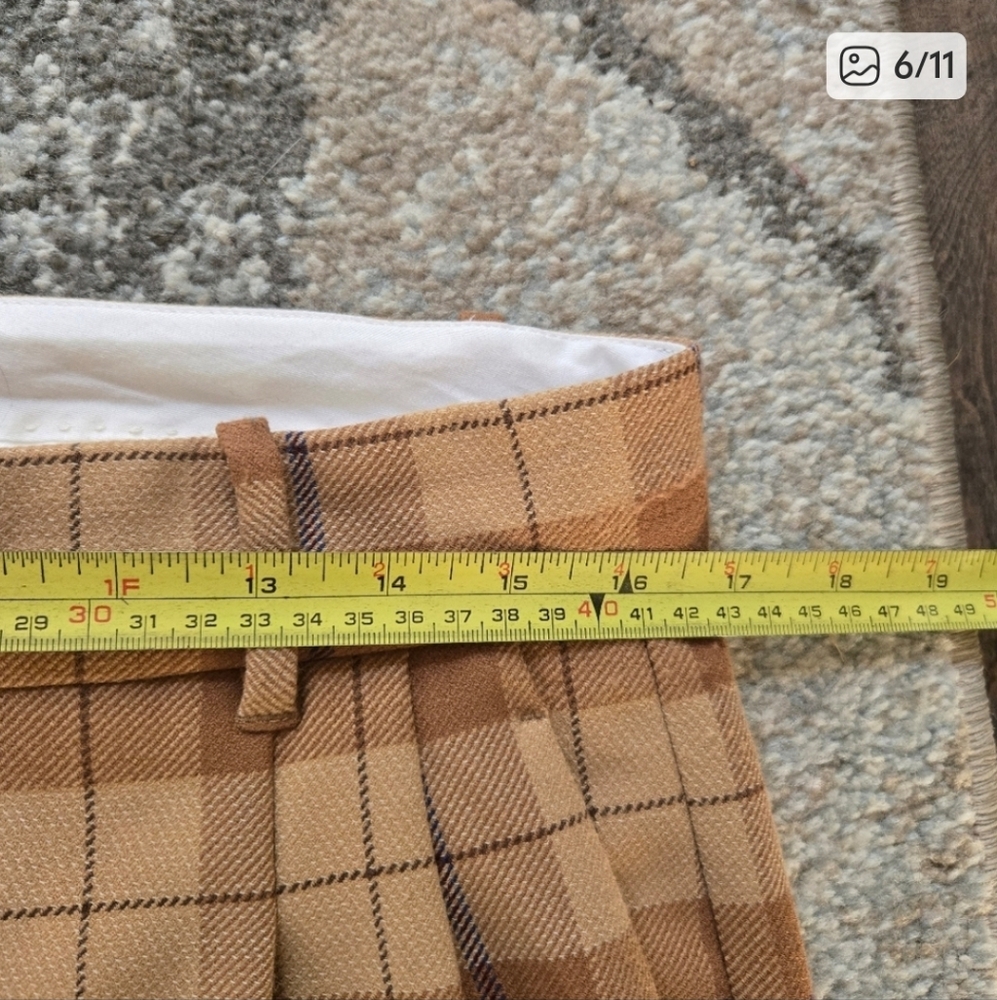 Wilfred Plaid Straight Leg Pants in Brown and Tan - Picture 6 of 11